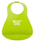 Нагрудник Roxy Kids мягкий с карманом для крошек RB-402G Зеленый