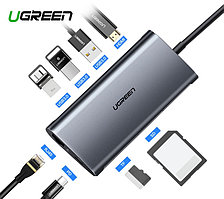 Адаптер Ugreen USB-C 8 в 1 RJ45 HDMI SD USB 3.0 gray
