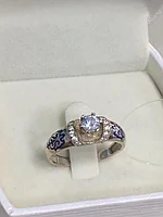 Кольцо национальное / синяя эмаль