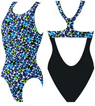 Купальник женский для бассейна,спортивный, принтованные вставки, поддержка груди, SW 7 18 (48)