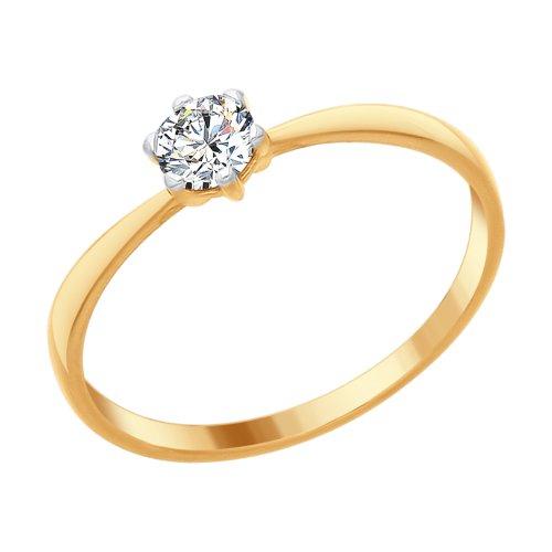 Кольцо SOKOLOV серебро с позолотой, фианит swarovski , "каратник" 89010090 размеры - 15 15,5 16,5 17 17,5