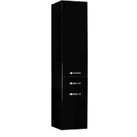 Шкаф-колонна подвесная Акватон Америна чёрная с корзиной