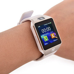 Умные часы DZ09 - Smart Watch DZ-09 - серебро, белый ремешок