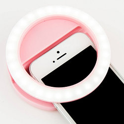 Кольцо для селфи Selfie Ring Light на батарейке розовое