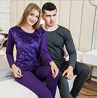 Мужское термобелье с подкладкой из велюра, XL, тёмно-серый
