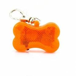 Светодиодный брелок-адресник для собак Косточка, оранжевый