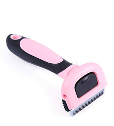 Фурминатор для вычёсывания с прорезиненной ручкой и сменным ножом Dele, розовый