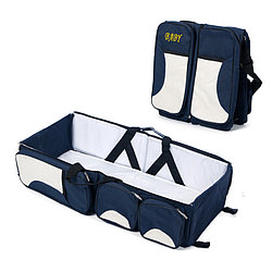 Многофункциональная сумка для мам - детская кровать для путешествий, синий-белый