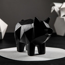 Копилка - Свинка оригами, 13 х 17 см, чёрный, Символ года 2019