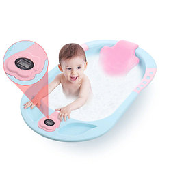 Ванночка для новорожденных с термометром и электронным дисплеем, голубой