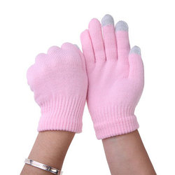 Перчатки для сенсорных экранов - розовые, 3 пальца