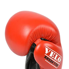Бокс перчатки Velo AIBA (кожа-красный) 12 OZ, фото 2