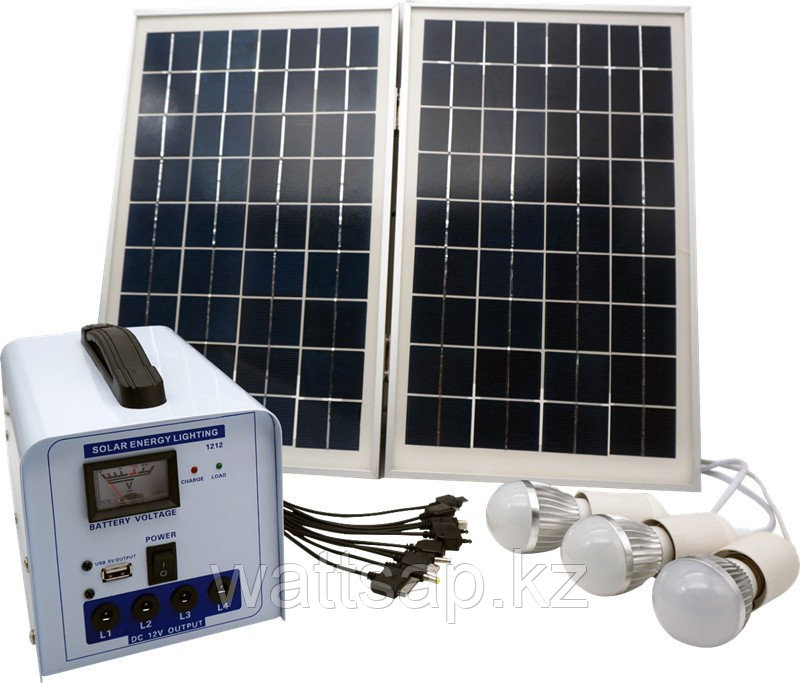 Солнечная электростанция SPS1212, 3 LED лампы в комплекте, аккумулятор 12 Ач