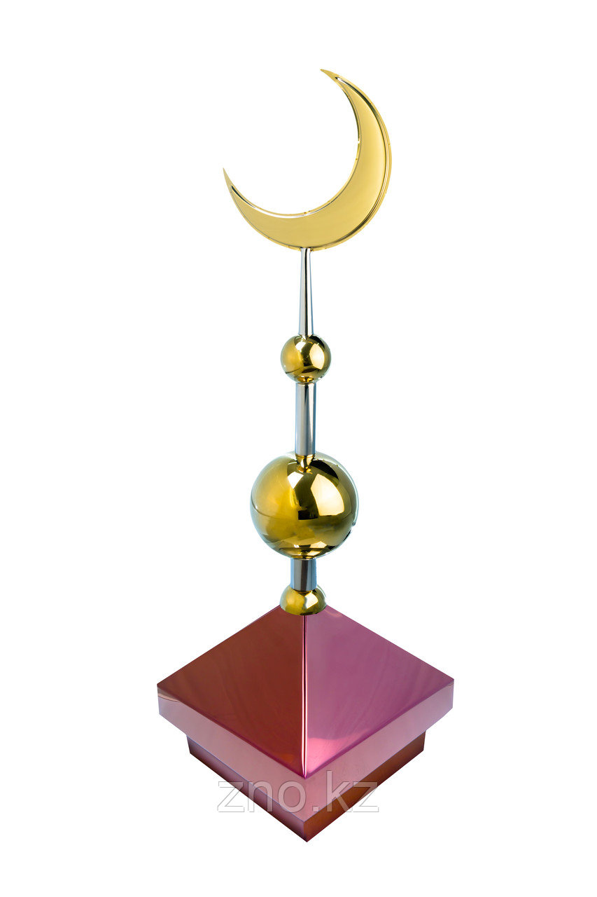 Навершие. Купол на мазар. Цвет бордо с золотым объемным полумесяцем d-230 с 2-мя шарами