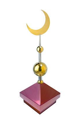 Навершие. Купол на мазар. Цвет бордо с золотым плоским полумесяцем d-230 с 2-мя шарами, фото 2