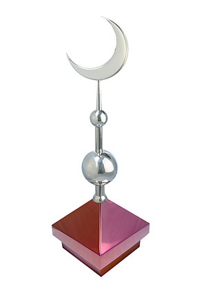 Навершие. Купол на мазар. Цвет бордо с объемным полумесяцем d-230 серебро с 2-мя шарами, фото 2
