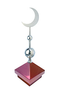 Навершие. Купол на мазар. Цвет бордо с плоским полумесяцем d-230 серебро с 2-мя шарами