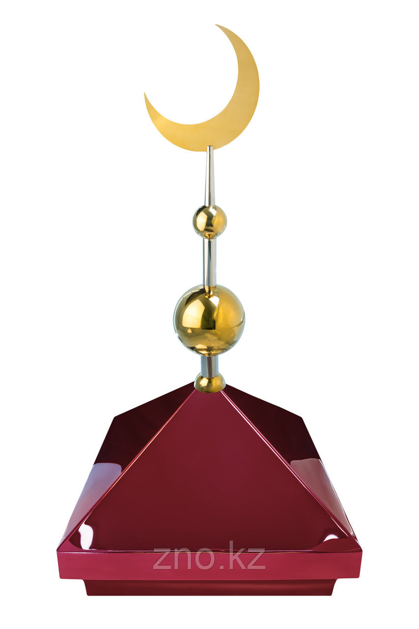 Навершие. Купол на мазар. Цвет бордо с золотым плоским полумесяцем d-230 с 2-мя шарами