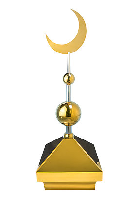 Навершие. Купол на мазар. Цвет золото с золотым плоским полумесяцем d-230 с 2-мя шарами, фото 2