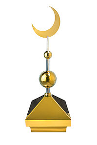 Навершие. Купол на мазар. Цвет золото с золотым плоским полумесяцем d-230 с 2-мя шарами