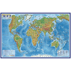 Интерактивная карта мира Физическая, 101*66 см.