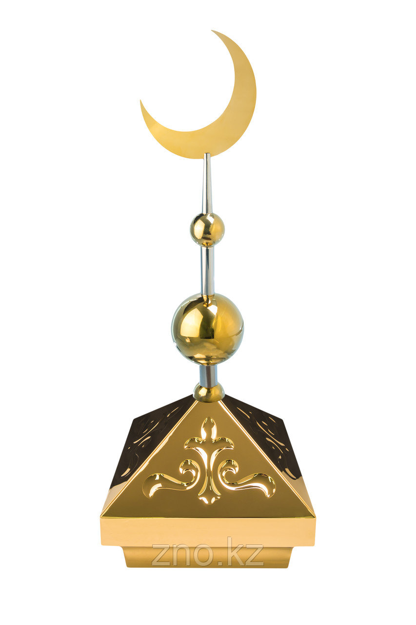 Навершие. Купол на мазар. Золото с орнаментом и золотым плоским полумесяцем d-230 с 2-мя шарами