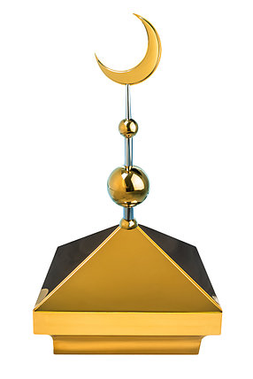 Навершие. Купол на мазар. Цвет золото с золотым объемным полумесяцем d-230 с 2-мя шарами, фото 2