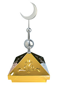 Навершие. Купол на мазар. Золото с орнаментом и объемным полумесяцем d-230 серебро с 2-мя шарами