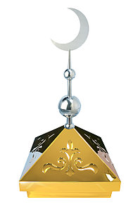 Навершие. Купол на мазар. Золото с орнаментом и плоским полумесяцем d-230 серебро с 2-мя шарами