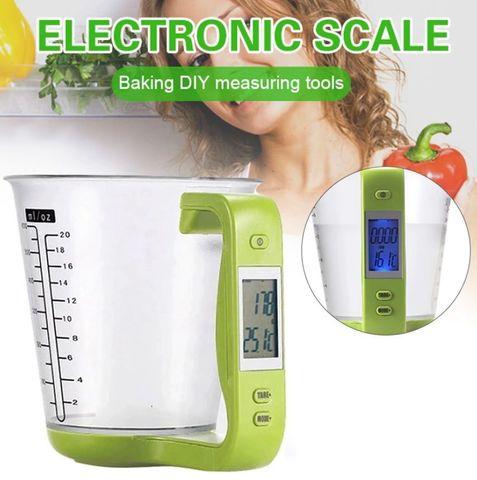 Весы-мерный стакан кухонные электронные 2 в 1 с термометром TOOGOO {600мл, до 1 кг}
