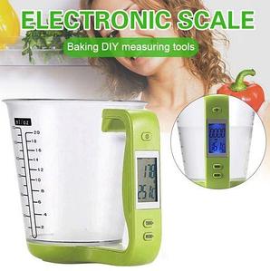Весы-мерный стакан кухонные электронные 2 в 1 с термометром TOOGOO {600мл, до 1 кг}