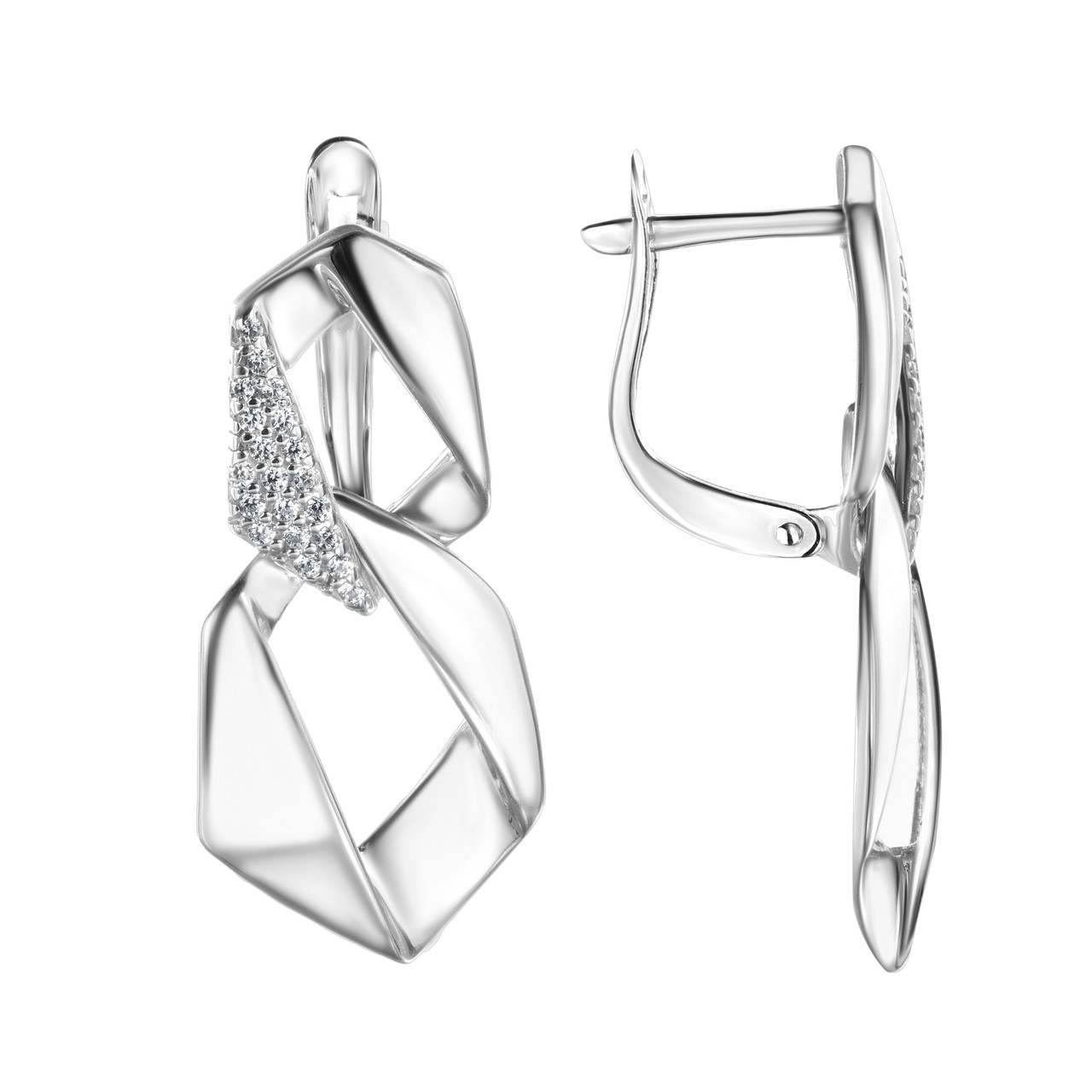 Серьги TEOSA серебро с родием, фианит 10219-0598-CZ