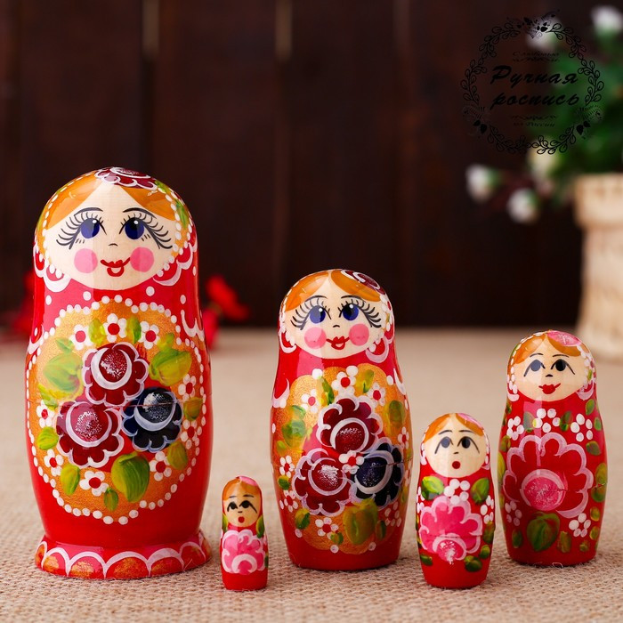 Матрёшка «Катерина», красный сарафан , 5 кукольная, 10 см