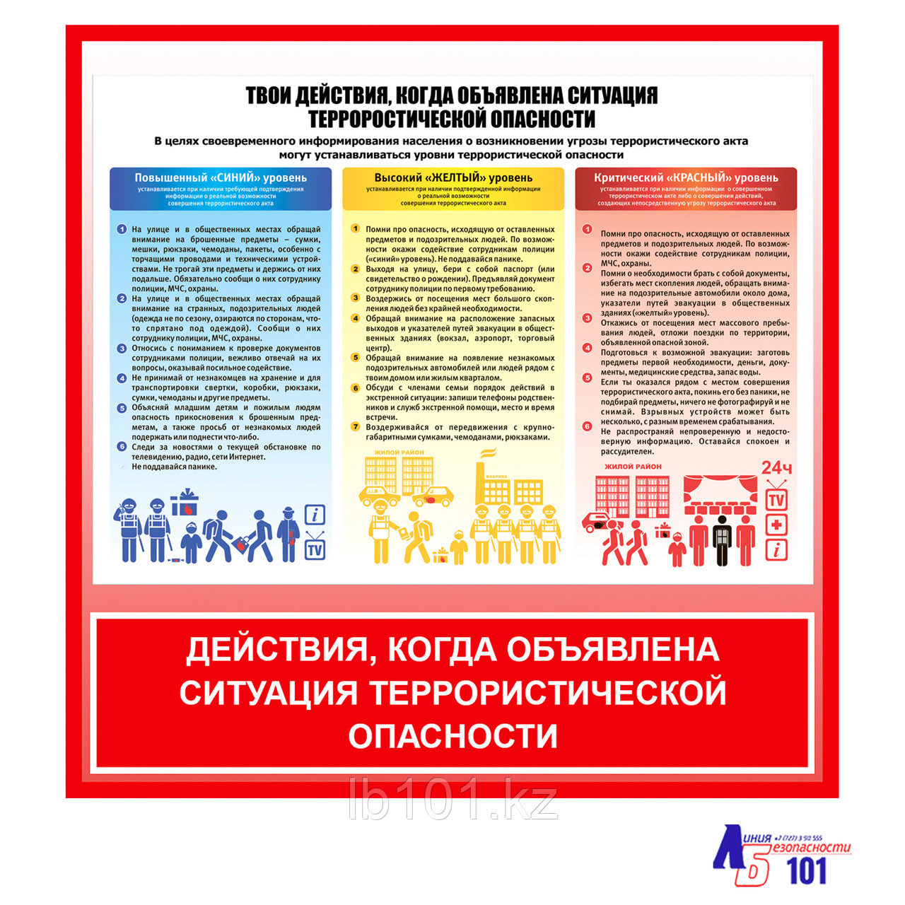 Плакат "Действия, когда объявлена ситуация террористической опасности"