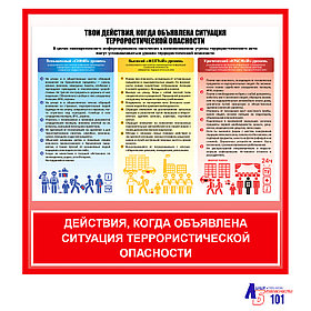 Плакат "Действия, когда объявлена ситуация террористической опасности"