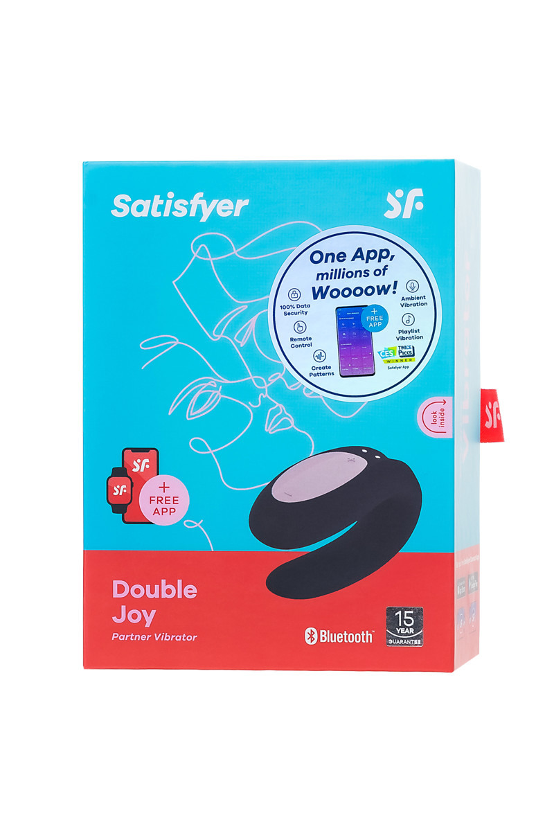 МНОГОФУНКЦИОНАЛЬНЫЙ СТИМУЛЯТОР ДЛЯ ПАР SATISFYER PARTNER DOUBLE JOY, СИЛИКОН, ЧЕРНЫЙ, 18 СМ