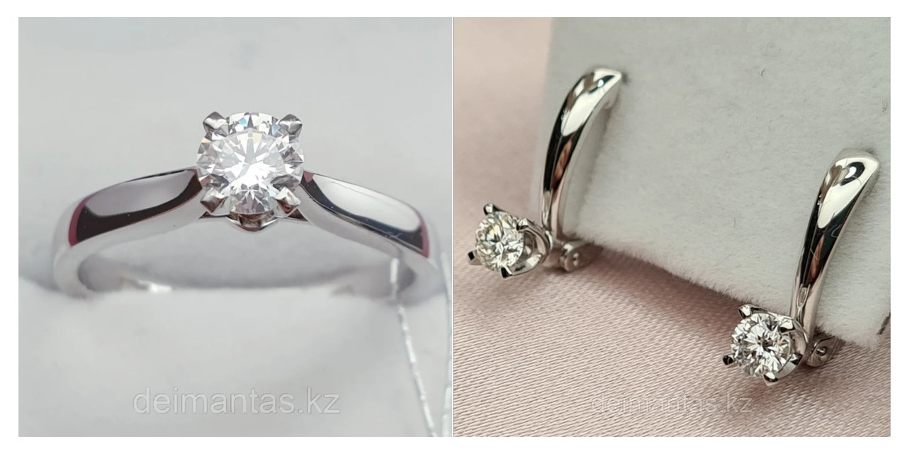 Золотой набор с бриллиантами (кольцо 0.35Сt SI2/F, серьги 0.42Ct SI1/G)