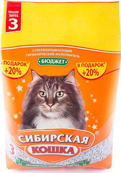 Наполнитель Сибирская Кошка Бюджет впитывающий 3 л