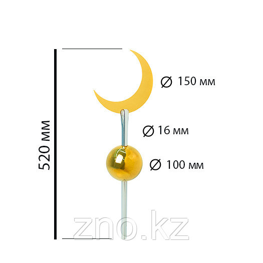 Полумесяц d-150 мм на трубке d-16 мм. Золото. Плоский. Полумесяц на мазар, оградку. Мусульманский. Айшик. - фото 2 - id-p91314213