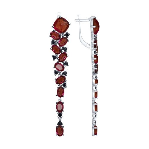 Серьги SOKOLOV серебро с родием, кристалл swarovski фианит , многокаменка 94023042