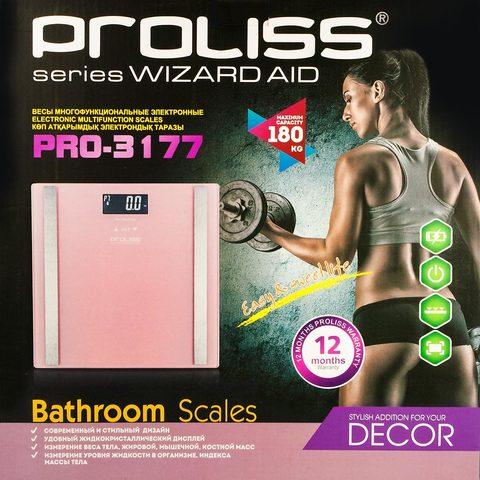 Весы-анализаторы "умные" напольные PROLISS Wizard Aid с расчетом показателей состава тела (Розовый фламинго)