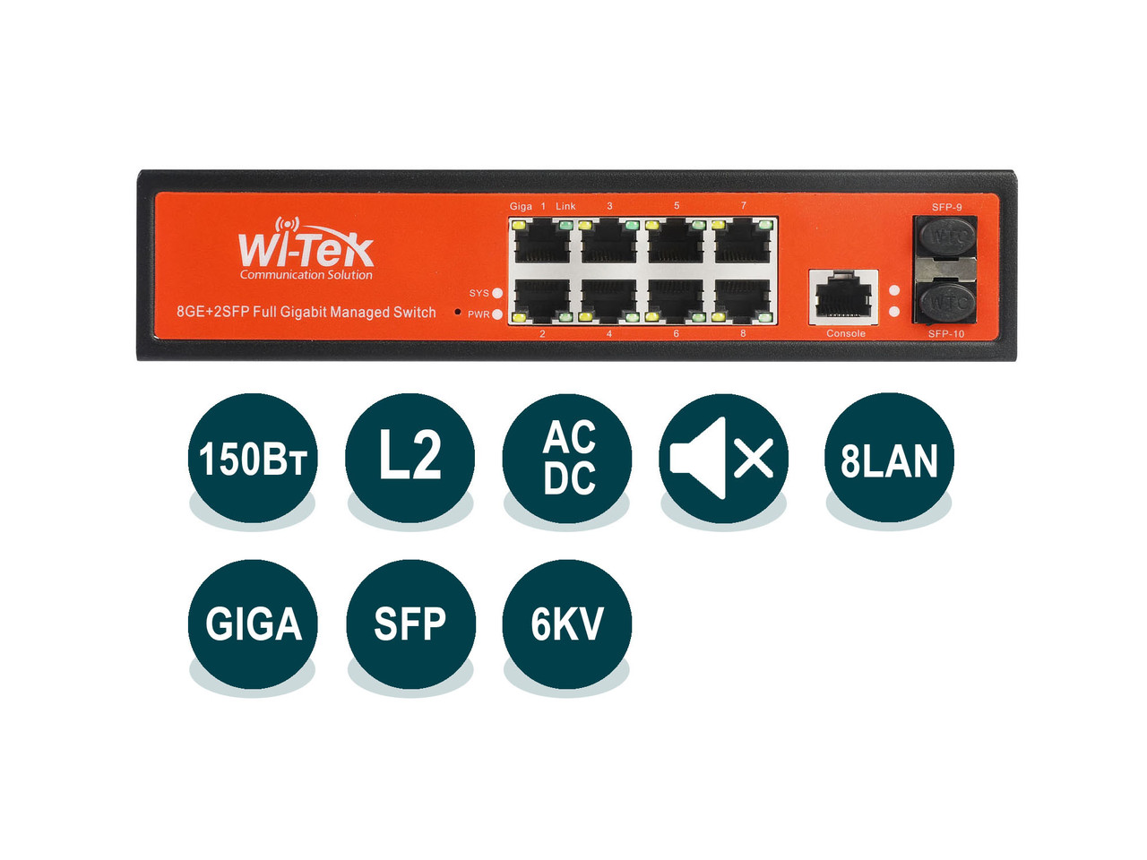 Wi-Tek WI-PMS310GF - PoE-коммутатор L2