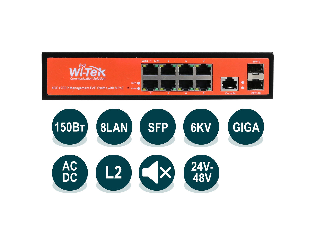 Wi-Tek WI-PMS310GF-Alien - PoE-коммутатор L2