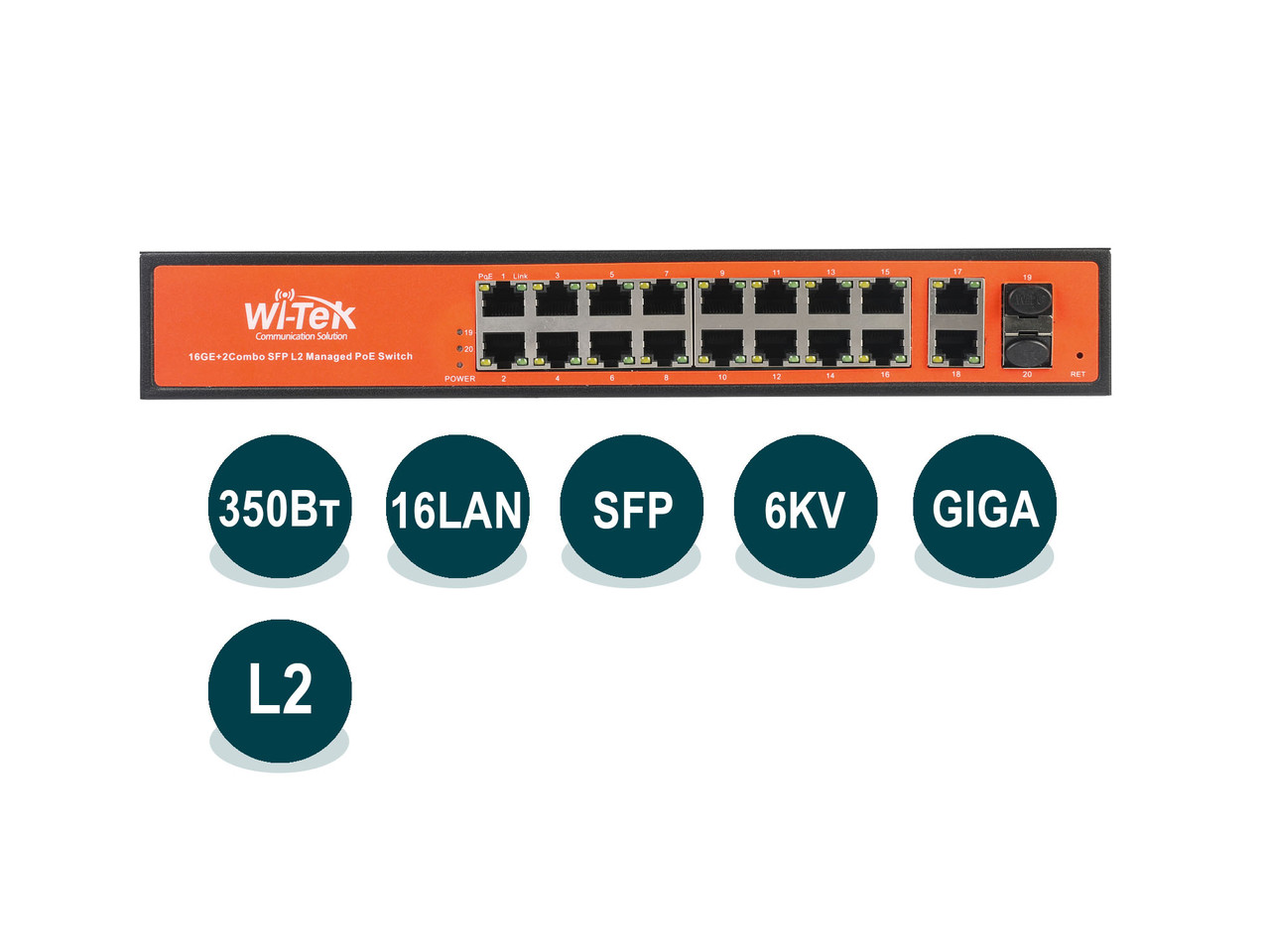 Wi-Tek WI-PMS320GF - PoE-коммутатор L2