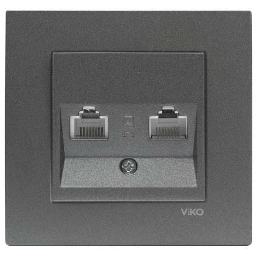 ЭЛЕКТРИЧЕСКИЙ КОМПЬЮТЕРНАЯ+ТЕЛЕФОННАЯ РОЗЕТКА  NOVELLA FUME, фото 1