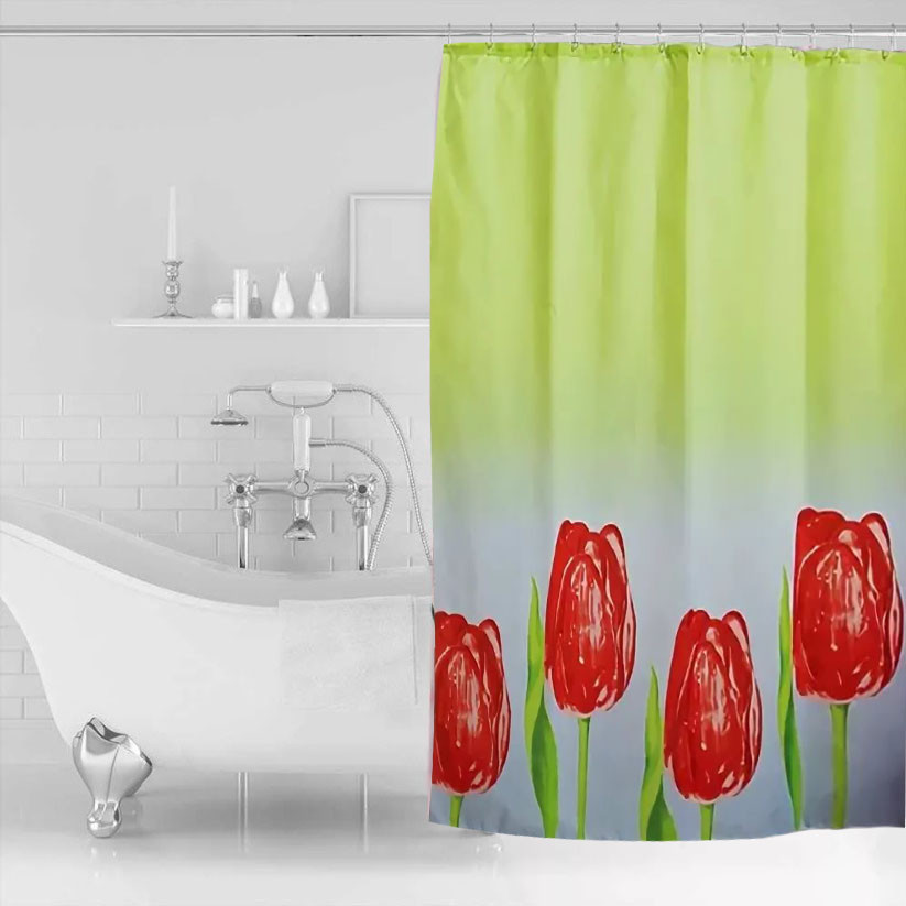 Водонепроницаемая шторка для ванной тканевая Miranda 180x200 см тюльпаны