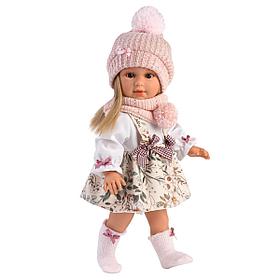 Кукла Llorens Тина блондинка в розовой шапочке и шарфе 40см