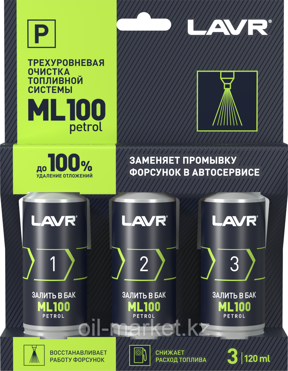 Трехуровневая очистка топливной системы LAVR ML100 Petrol, 120 / 120 / 120 мл