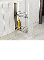 Бутылочница 15см полного выдвижения с направляющими BLUM, хром, левая