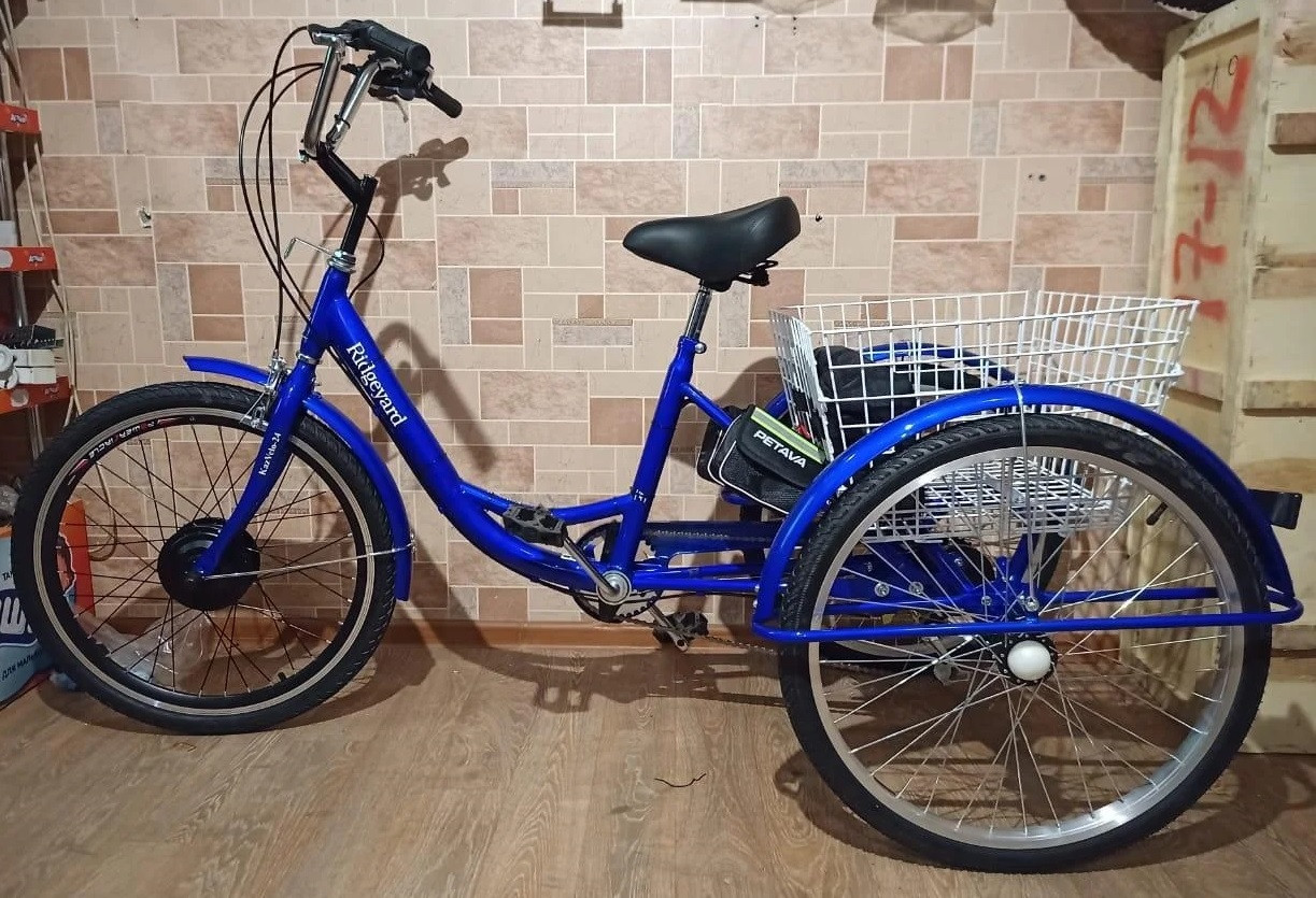 Электровелосипед трехколесный 48v 250w (max350w), аккум. Li-ion 48v 15A/H. Вес 30 Кг. Колеса 24".